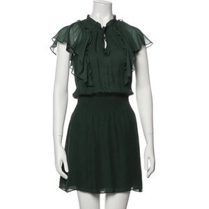 Parker Mock Neck Mini Dress in Dark Green